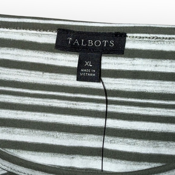 NWT TALBOTS COTTON SIDE TIE SHIFT DRESS - SUNDAY MORNING STRIPE XL Green / White - Picture 7 of 13